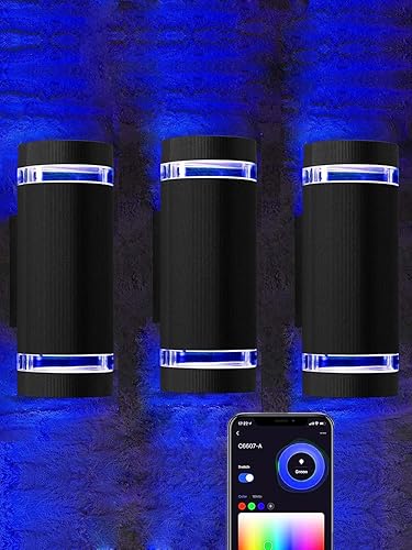 Iluminación de pared RGB con control remoto que cambia de color, luces de pared para exteriores, temperatura blanca de 2700 k- 6500 K, montaje en
