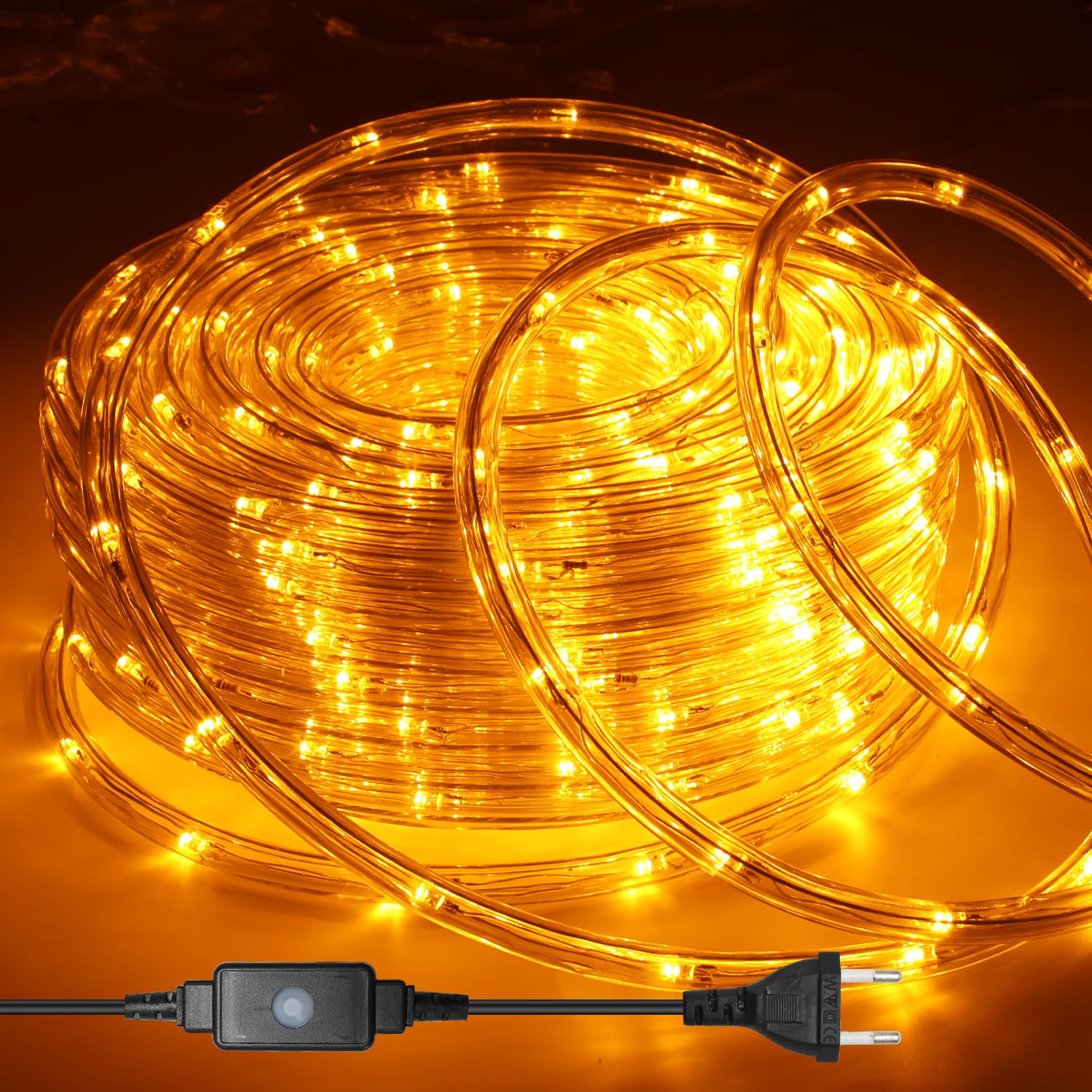 Jopassy 50M LED Lichterschlauch Außen, 1200 LEDs Lichtschlauch, Wasserfest LED Schlauch, mit Timer & 8 Modi Lichtschlauch,für Außen Innen Party Hochzeit Weihnachten Dekolicht(Gelb)