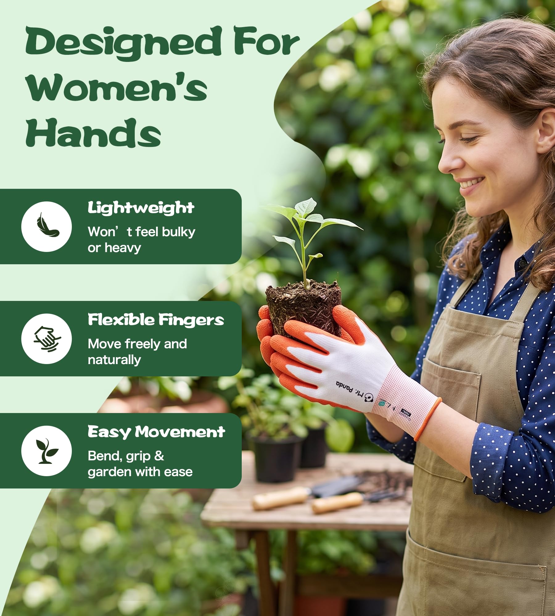 Mr.Panda 6 Pares de Guantes de Jardinería para Mujer, Suaves con La piel, Guantes de Trabajo Recubiertos de Látex, Transpirables, Azul & Rojo, 7/S