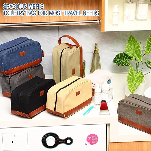 Miniatura 6 de Paterr 6 bolsas de aseo para hombre, para viajes, bodas, padrinos de boda, regalos de lona y cuero, bolsa de afeitar para padrinos de boda, regalos