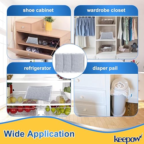 Miniatura 6 de KEEPOW Absorbedor de olores de carbón activado, desodorante de bote de basura, desodorante de cubo de pañales, repuesto de filtro de olor para