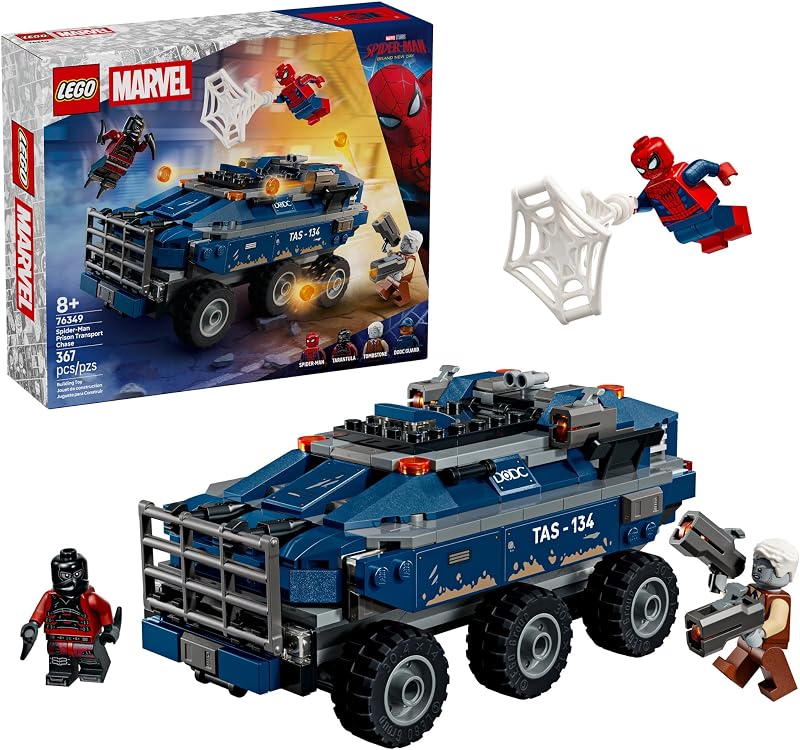 Marvel Spider-Man Prison Transport Chase - Súper Hero Building Juguete para Boys & Girls, Ages 8+ - Incluye 4 Minifigures - Spider-Man Juguete para Fans - Gift para Birthdays - 76349