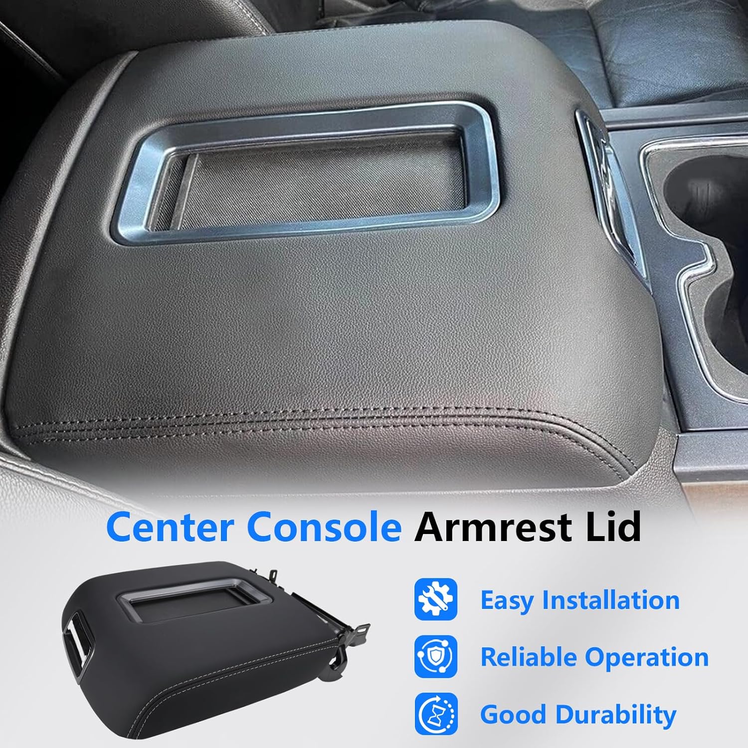 Center Console Armrest Lid For 14-18 Chevy Silverado & GMC Sierra 1500 2500 3500, 15-20 Chevy Suburban/Tahoe & GMC Yukon/Yukon XL, 15 Chevy Silverado & GMC Sierra 2500HD 3500HD #0227083AA L0227083AA