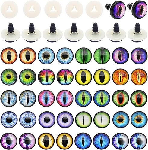 Miniatura 9 de 20 pares de ojos de seguridad de ojo de dragón para fabricación de muñecas de animales de peluche con arandela, ojos artesanales, oso de peluche,
