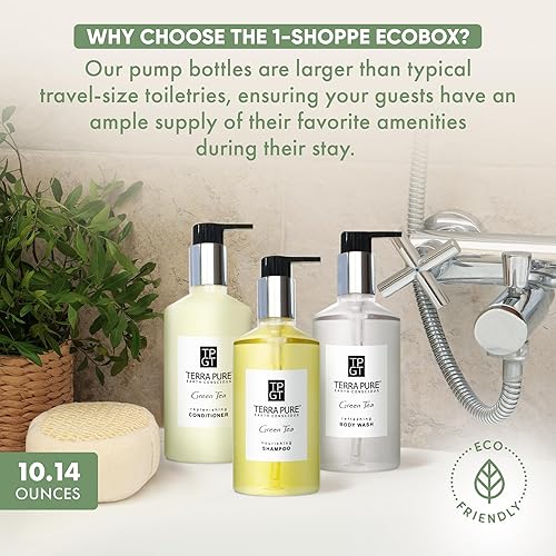 Miniatura 6 de 1-Shoppe Terra Pure Ecobox All-In-Kit de 10 piezas  Jabón de té verde  3 champús, 2 acondicionadores, 3 gel de baño y 2 lociones  Jabones de hotel y