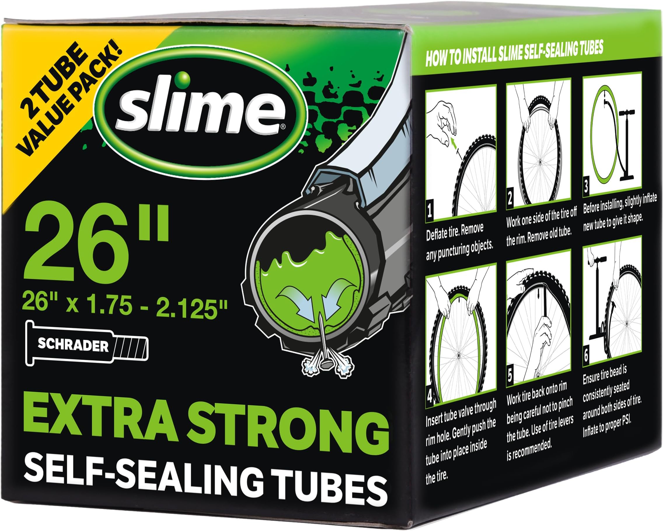 Slime Extra Stong Self-Sealing Tube 26" x 1.75-2.125" Schrader