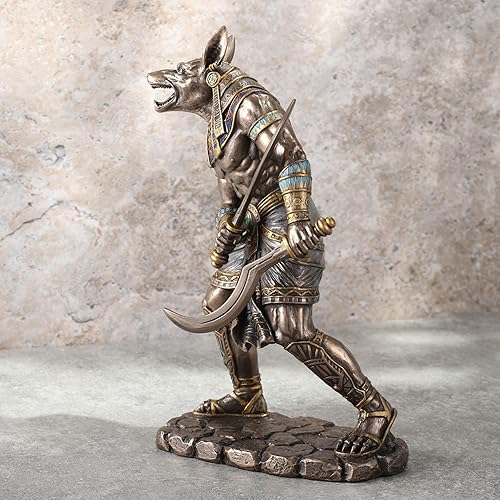 Miniatura 4 de Veronese Design 8 78 pulgadas dios egipcio Anubis doble empuñadura Khopesh resina fundida en frío Escultura de acabado de bronce antiguo