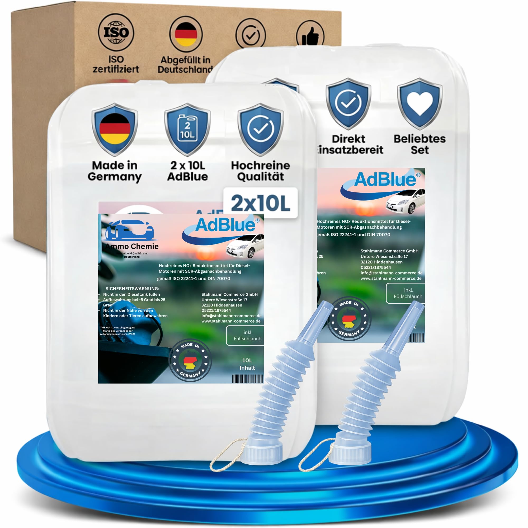 Adblue® 2x10 L [MADE IN GERMANY ] - 20 L für diesel ISO 22240 – Adblue®mit Ausgießer (20 Liter)