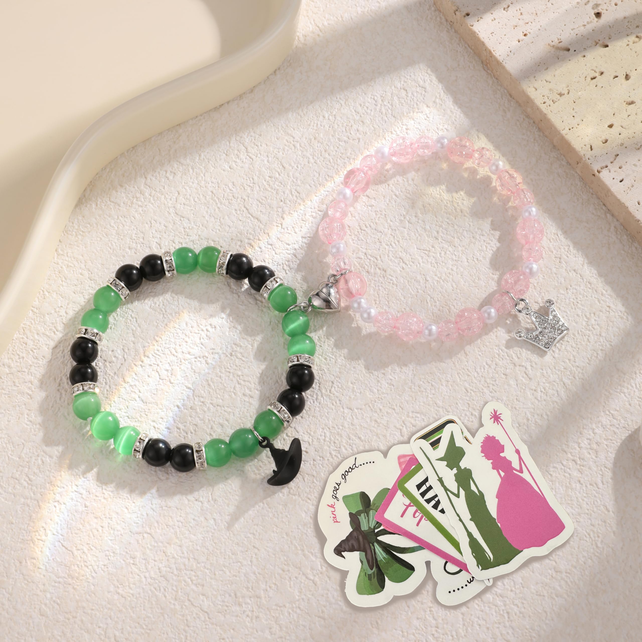 Wicked Bransoletka Elphaba Galinda Pasujące Bransoletki Wicked Merch Biżuteria Muzyczne Akcesoria Prezentowe, Duża, Stal Stopowa, Bez kamieni szlachetnych, Large, Stal stopowa, Bez kamieni