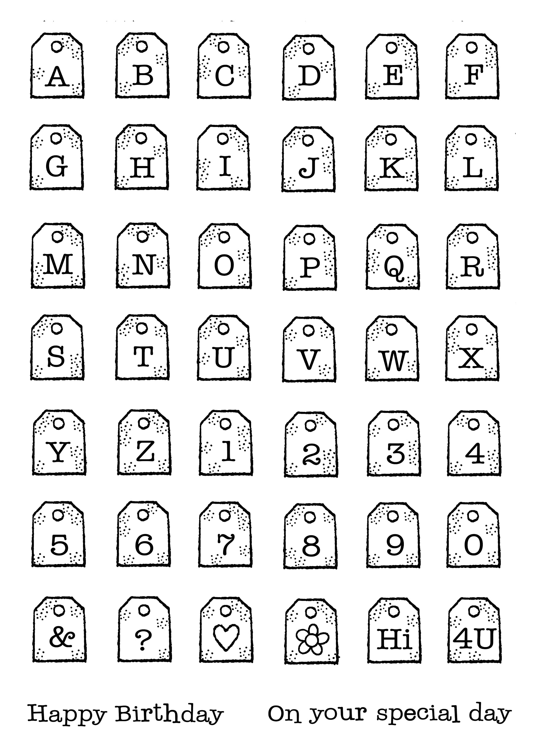 Woodware Transparent Francoise Collection - Mini Tag Alphabet - Clear Stamp