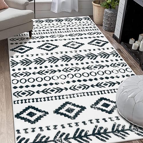 Miniatura 183 de Lahome Alfombras de cocina antideslizantes, lavables para entrada, estilo bohemio, blanco y negro, 2 x 3, alfombra de baño ultrafina con estampado