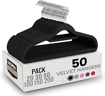 Utopia Home Premium Non-Slip Velvet Hangers - 50 Pack