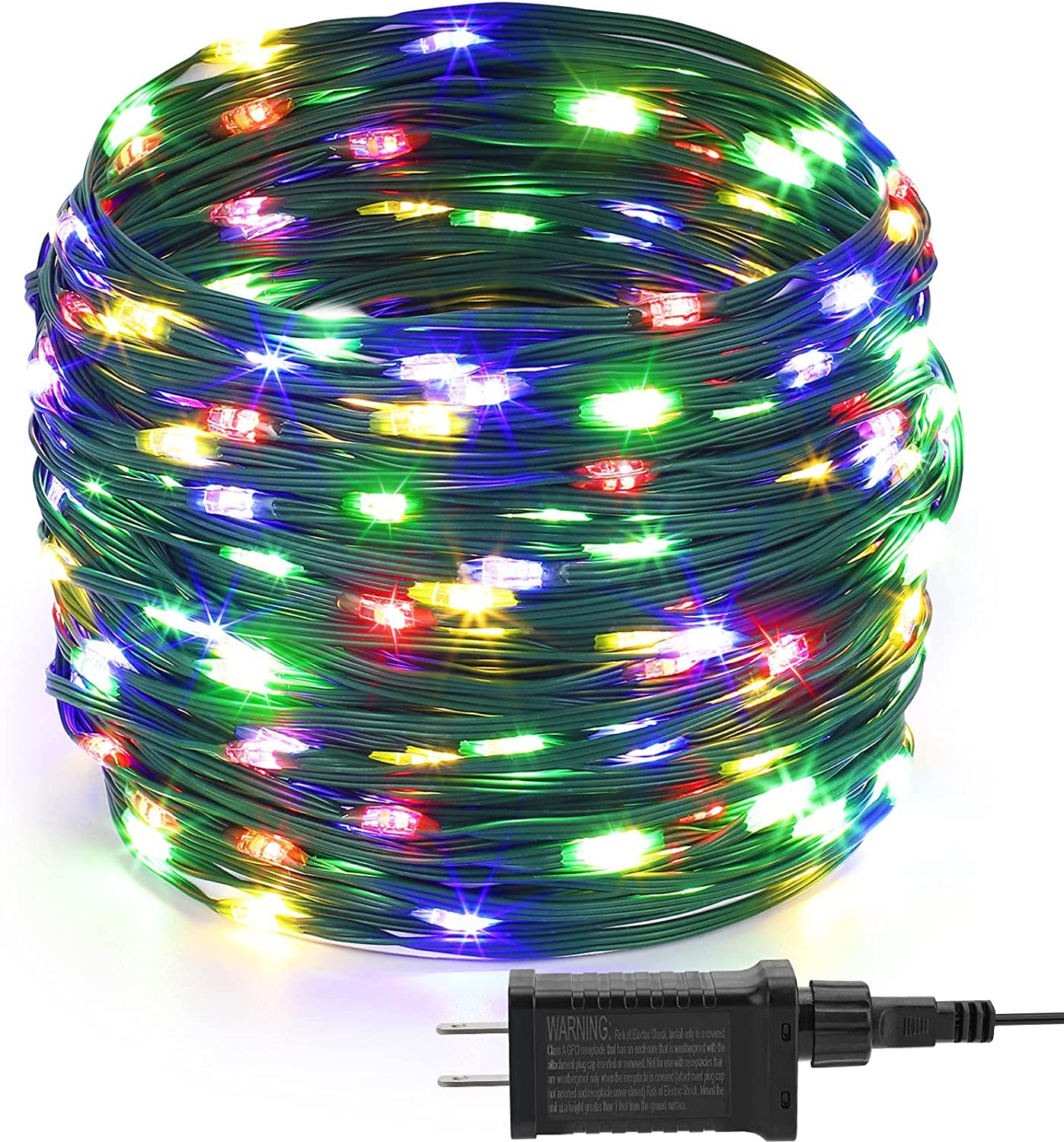TOUBIK 1000 LED Christmas Lights Outdoor Indoor,110Ft 8 Modes Warm
