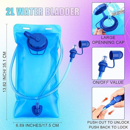 Miniatura 4 de Chunful Paquete de 6 mochilas de hidratación para correr, paquetes de hidratación para festivales, mochila de agua ligera con vejiga de agua de 2L