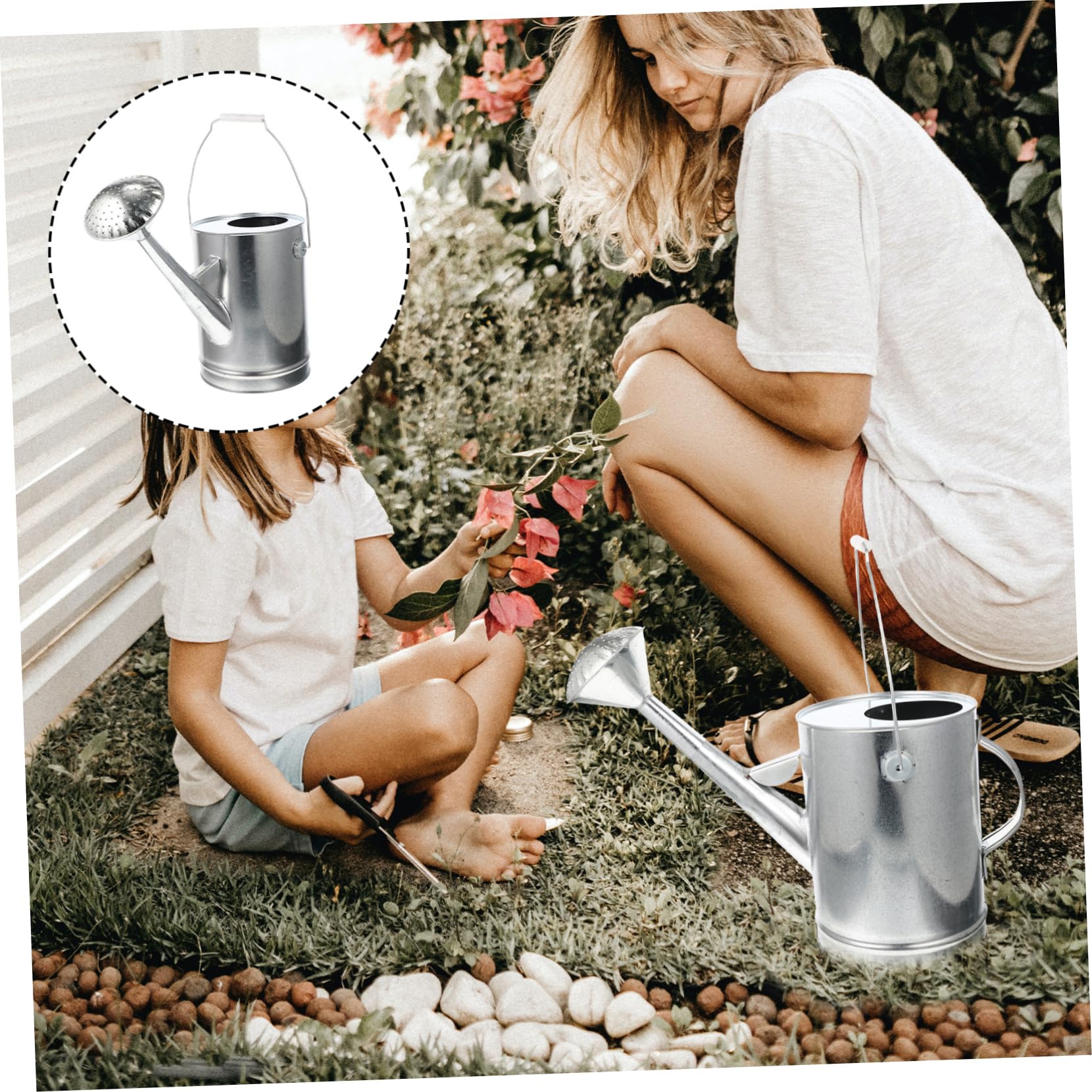 Mipcase Elegancka Konewka W Stylu Vintage O Dużej Pojemności 5 L Z Wylewką I Metalową Doniczką Łatwe Napełnianie Narzędzie Ogrodowe Do Roślin Wewnętrznych I Zewnętrznych