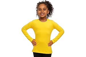 Kids Yellow Long Sleeve Shirts Made of Premium Turkish Cotton, Crew Neck Toddler T-shirts