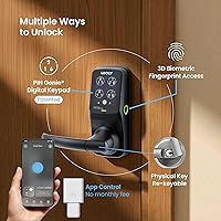 Vista 2 de Lockly Secure Pro Smart Lock Wi-Fi, Keyless Entry Digital Keypad Door Lock, 3D Biometric Fingerprint Sensor Front Door Lock with Handle, Voice