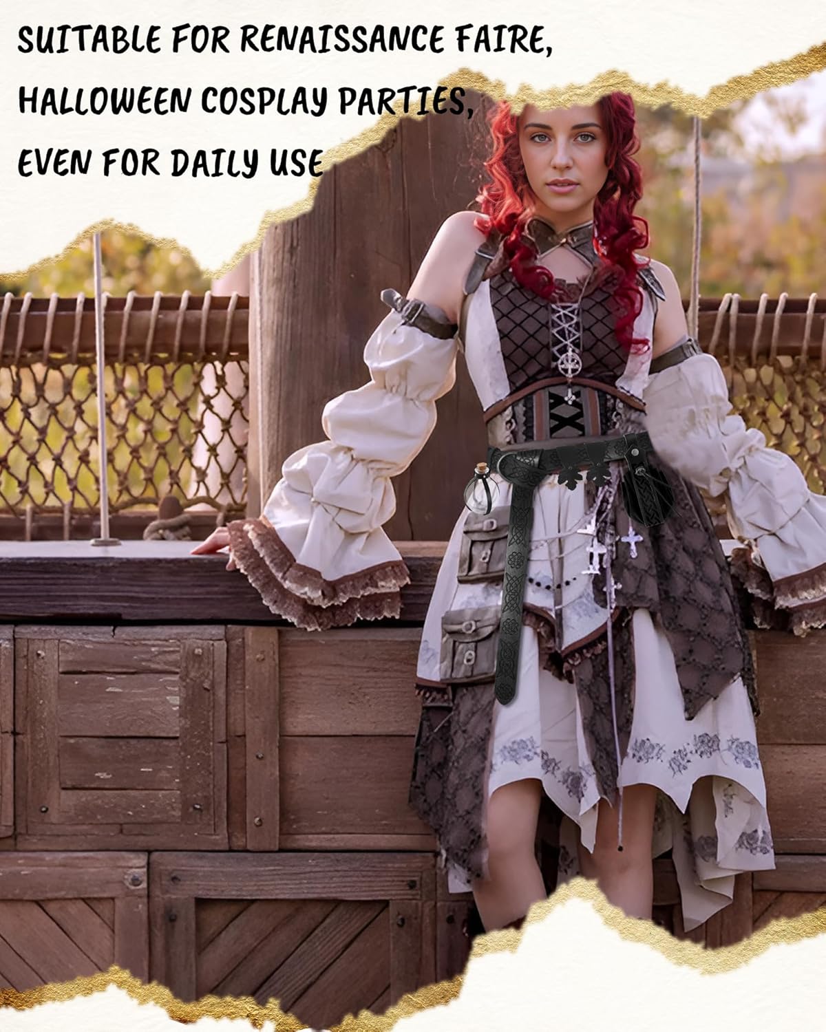 Renaissance Accessories Medieval Belt Pirate Faux Leather Belt Pouch Potion Bottles Ren Faire Accessories - Image 7