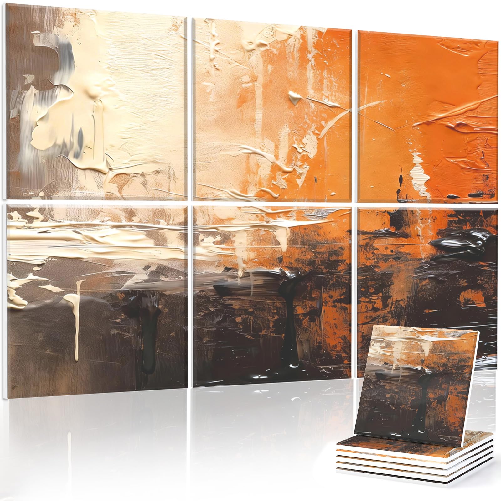 JBER Paneles acústicos de arte, paquete de 6 pinturas de pared grandes autoadhesivas para decoración de pared, paneles de absorción de sonido para estudio de grabación, sala de estar, baño, 180 x 120