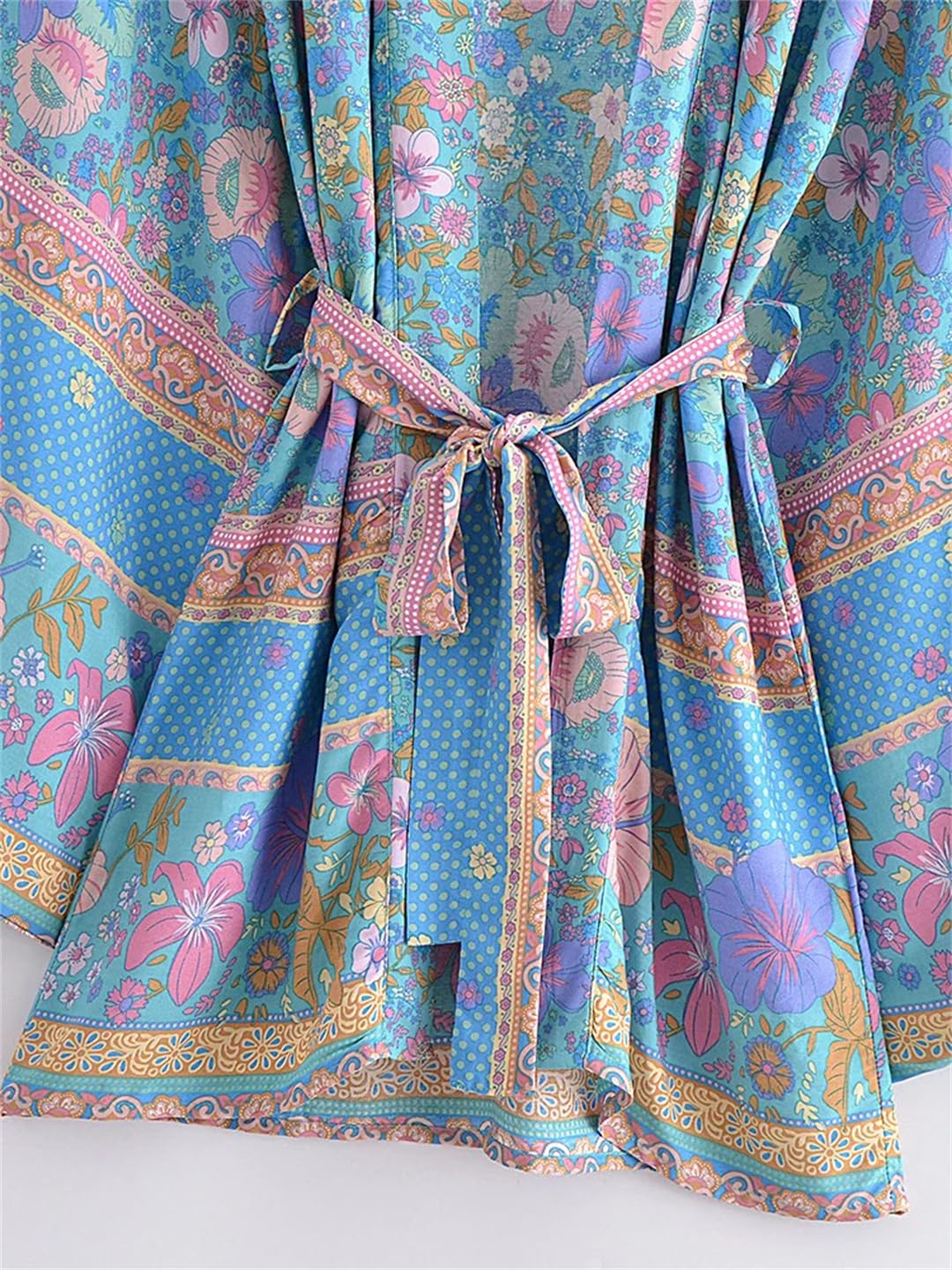 Disimlarl Kimono da donna in stile bohémien, con scollo a V, maniche a pipistrello, con stampa floreale