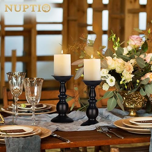 Miniatura 5 de 2 portavelas de pilar negro, ideales para velas de pilar de 3 pulgadas, regalos para bodas, fiestas, hogar, spa, reiki, velas votivas (2 x L)