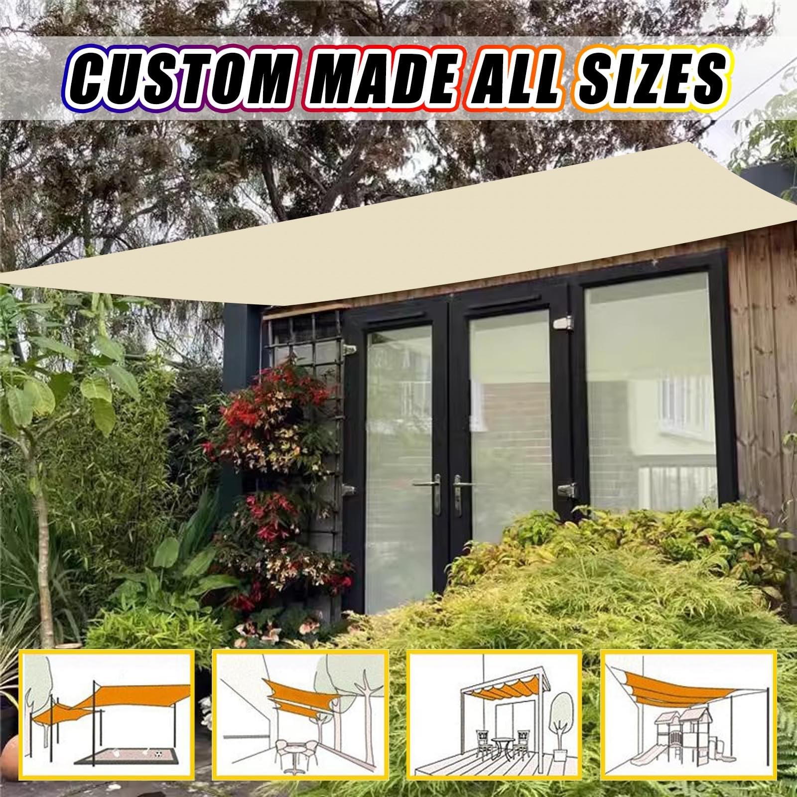 Kwadratowy żagiel przeciwsłoneczny 1.7 x 2 m Parasol ogrodowy, Zewnętrzna plandeka z siatki cieniującej blokujący 98% promieni UV do trawnika na patio w ogrodzie, Kolor kremowy