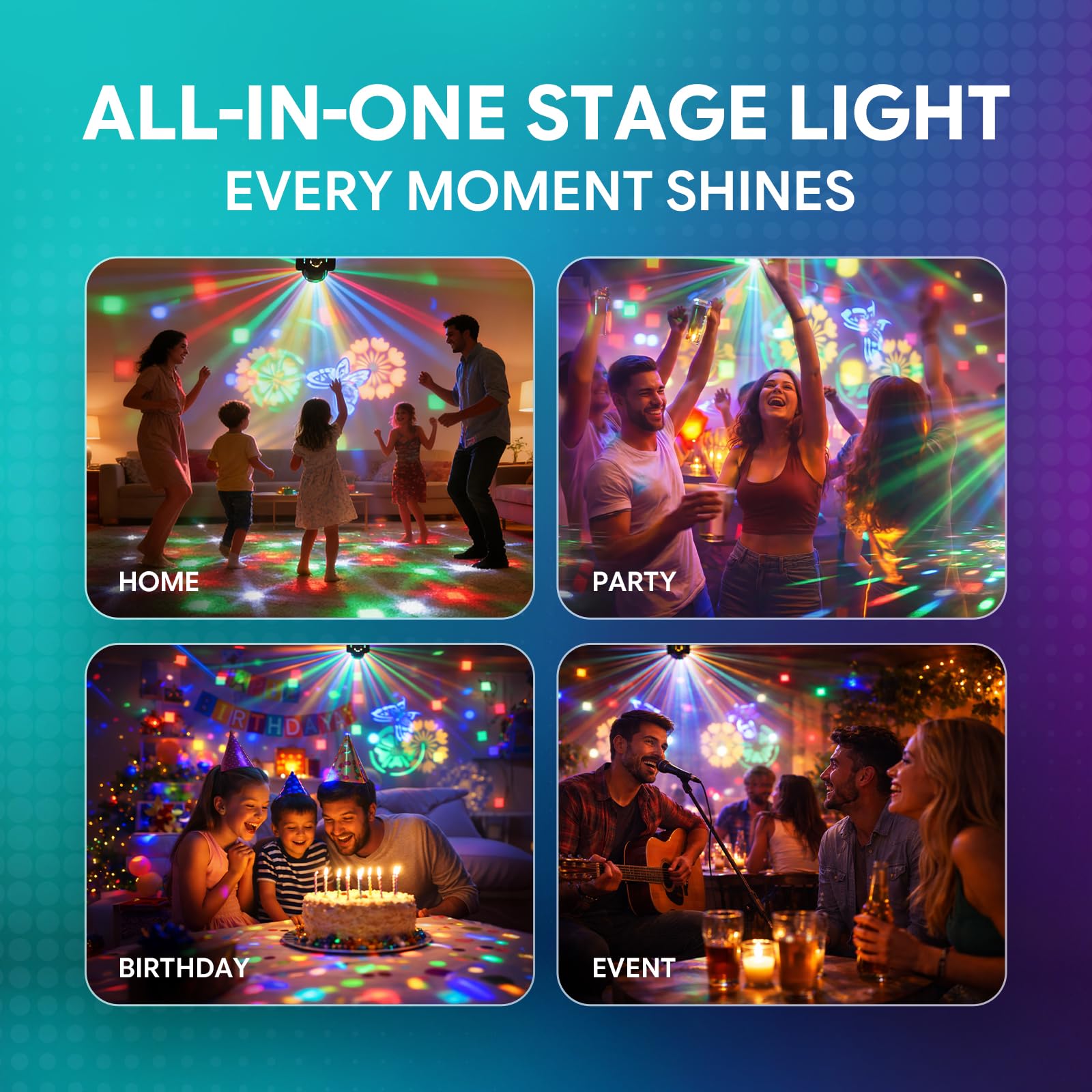 2PCS Teste Mobili LED 30W,DMX512 RGW Effetti luminosi,Con Telecomando 5 Modalità di Controllo Mini Teste Mobili DJ Adatto per Feste,DJ e Illuminazione