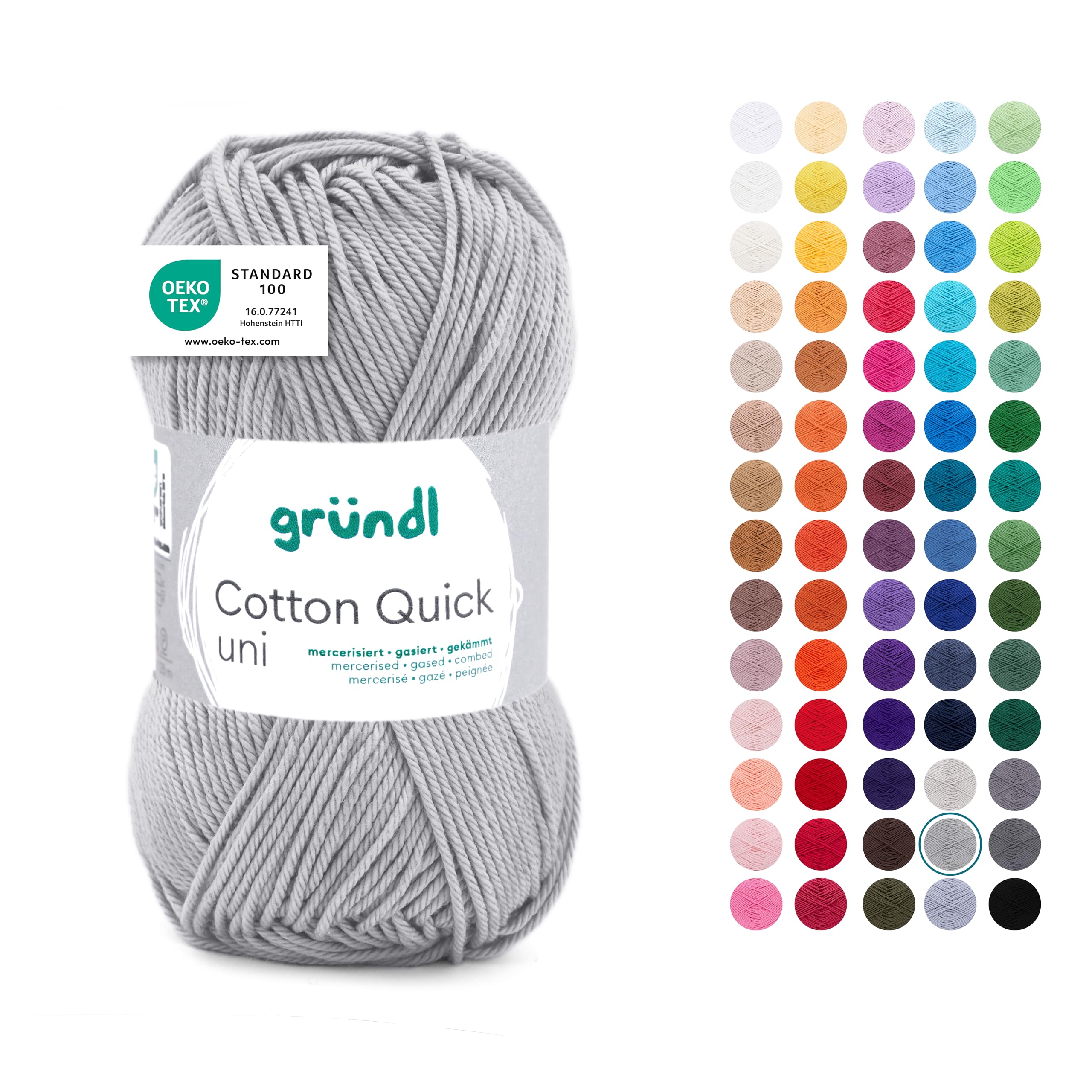 Gründl Wool Cotton Quick Plain Crochet Yarn 1 Ball 50 g Medium Grey
