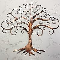 Vista 2 de Arte de pared de metal de árbol de la vida arremolinado hecho a mano para el hogar