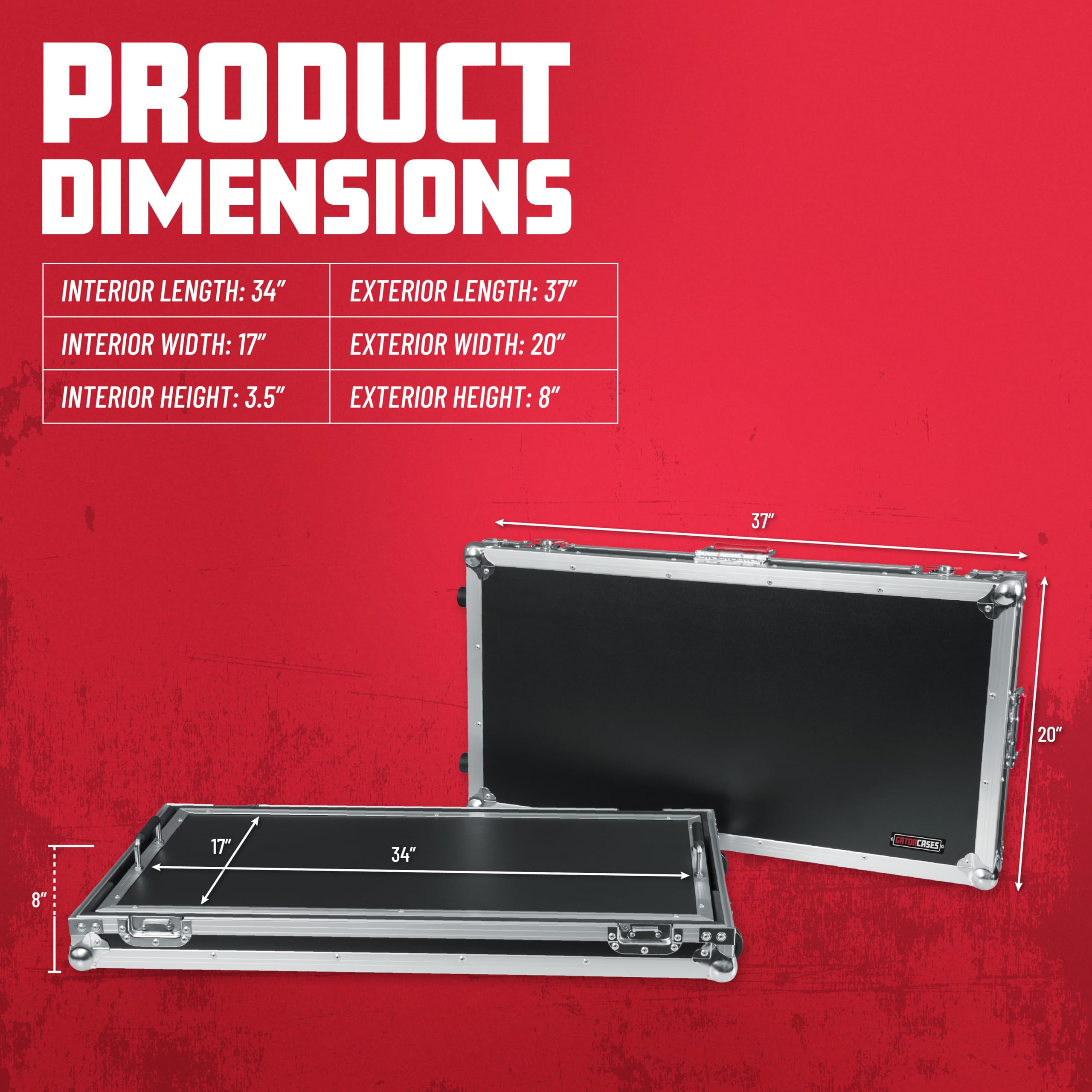 Gator Cases G-TOUR Series Guitare Pedal board avec étui ATA, roues et poignée de traction; Extra Large 32" x 17" (G-TOUR PEDALBOARD-XLGW)