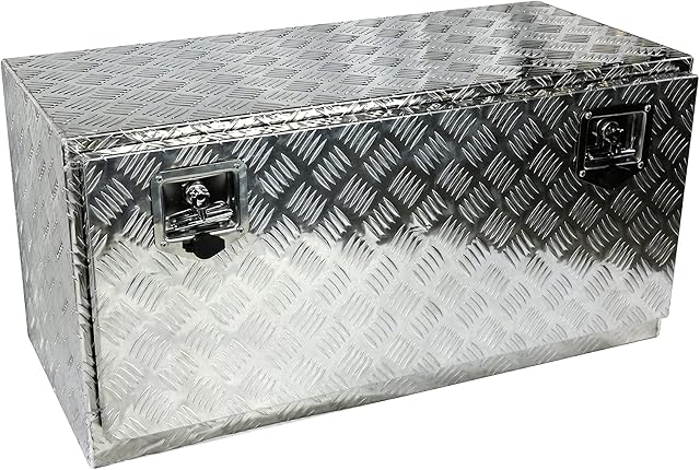Inspirer Studio Argent aluminium lourd de prise en charge ATV Boîte à outils de lit de remorque avec serrure (36" X 17" X 18")