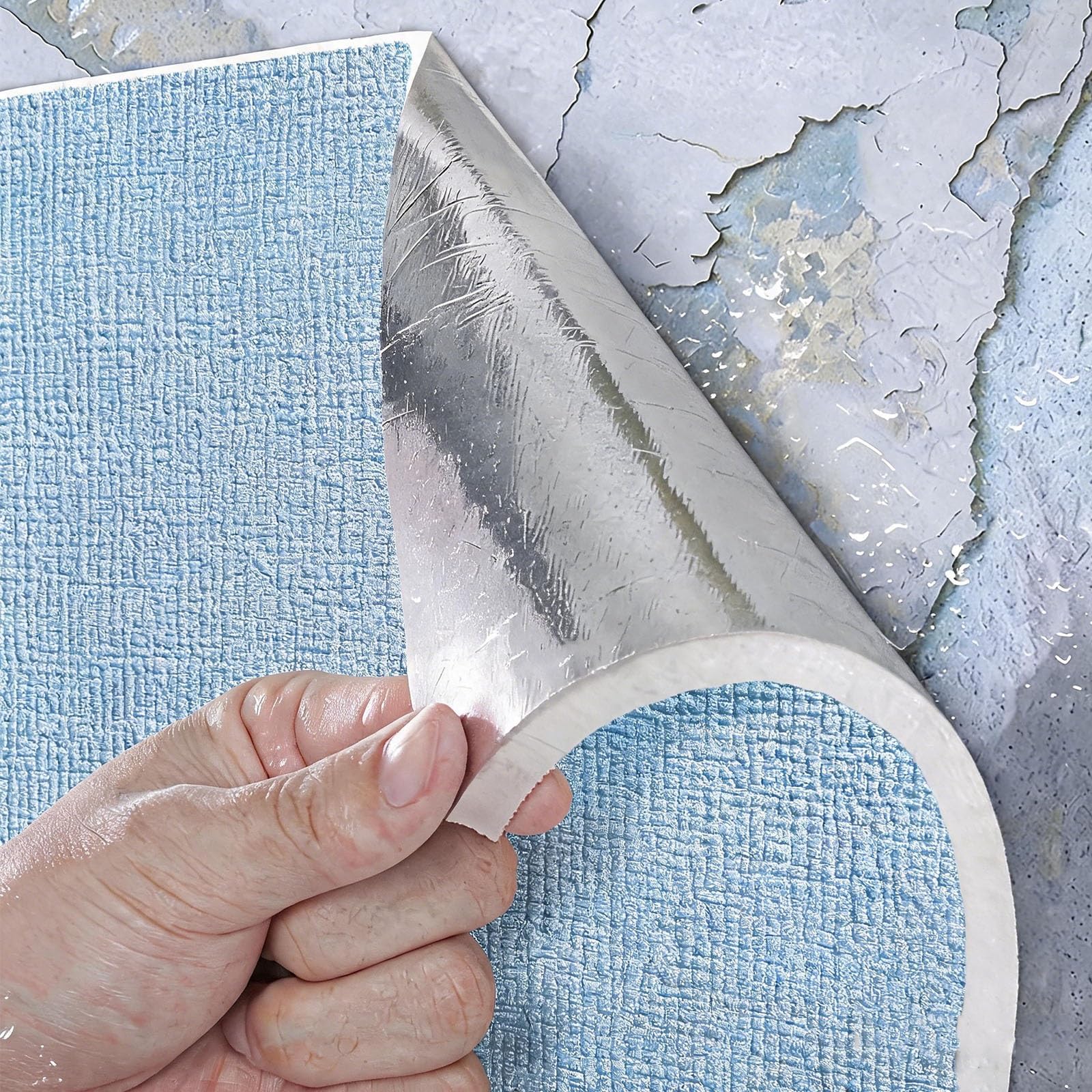 BVCL Waterproof Peel and Stick Wallpaper - 5mm Thermal Insulated 3D Textured Foam Wall Sticker, Moisture-Proof Anti-Collision Upholstered Self-Adhesive(Blue,50cmx80m)
