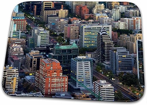 Dish Drying Mat - Aerial view of downtown skyline at dusk, Santiago, Chile Chile