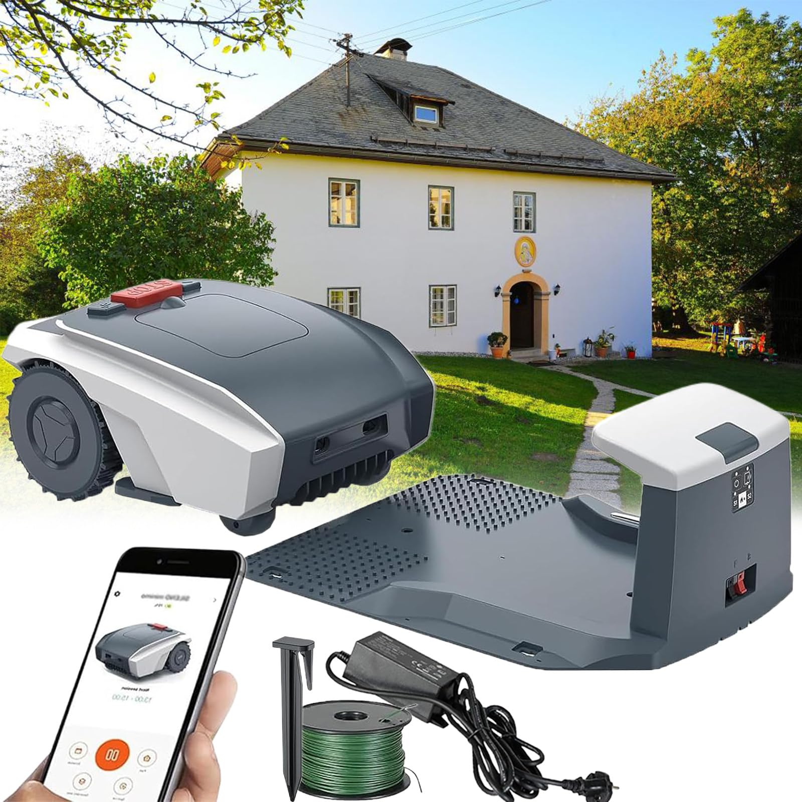 Fablestoryem Robot Tondeuse 18-RM pour Jardins Moyens et Grands Jusqu'à 1500M² - Robot Tondeuse Automatique avec Contrôl