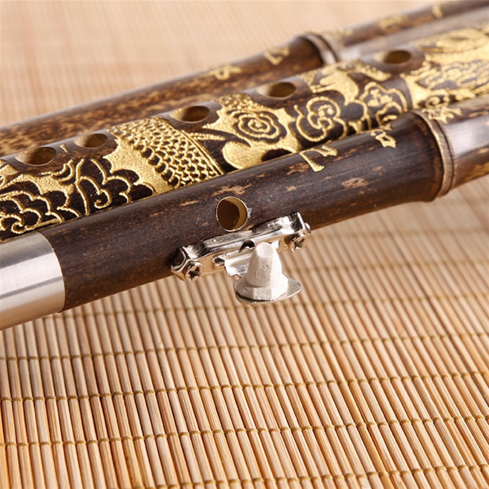 Flauta Hulusi anticaída Natural y duradera Flauta Hulusi de tres tonos Tecla C/B Tecla plana Calabaza Instrumento musical con estuche Hulusi profesional(C Key)