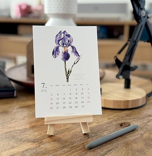 Miniatura 5 de Calendario de escritorio 2025  Fabricado en Estados Unidos, diseñado por artistas locales, calendario mensual con diseño botánico de acuarela para