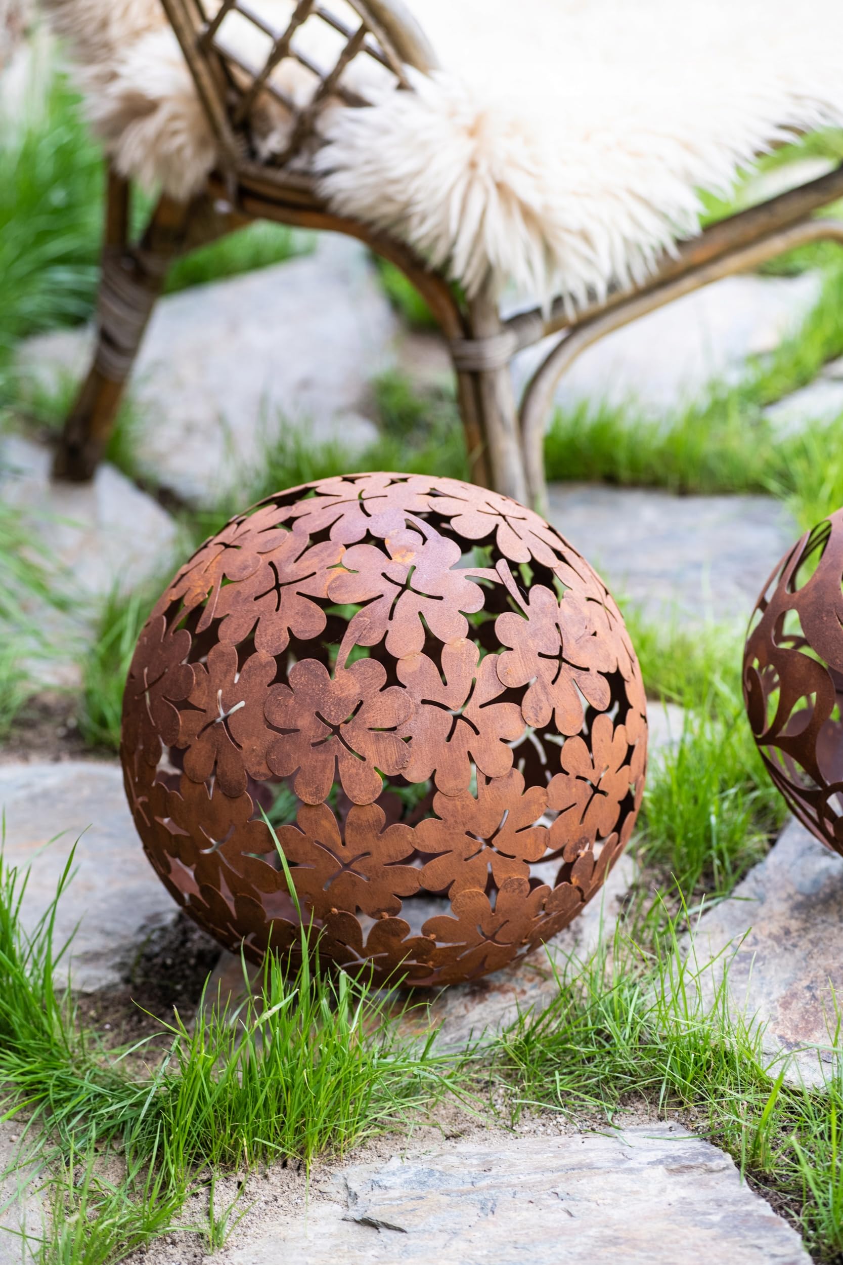 Boules De Jardin Vintage En Acier Rouillé Kapaga - Décoration Extérieur Avec Effet Patine