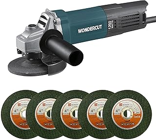 WONDERCUT Angle Grinder WC-AG-807+5, 1200W Professional Copper Armature, Disc Dia 100mm,11000 RPM for Cutting Grinding & Polishing with 5Pcs Cutting Wheel & Protective Guard |Slim Body & Back Switch