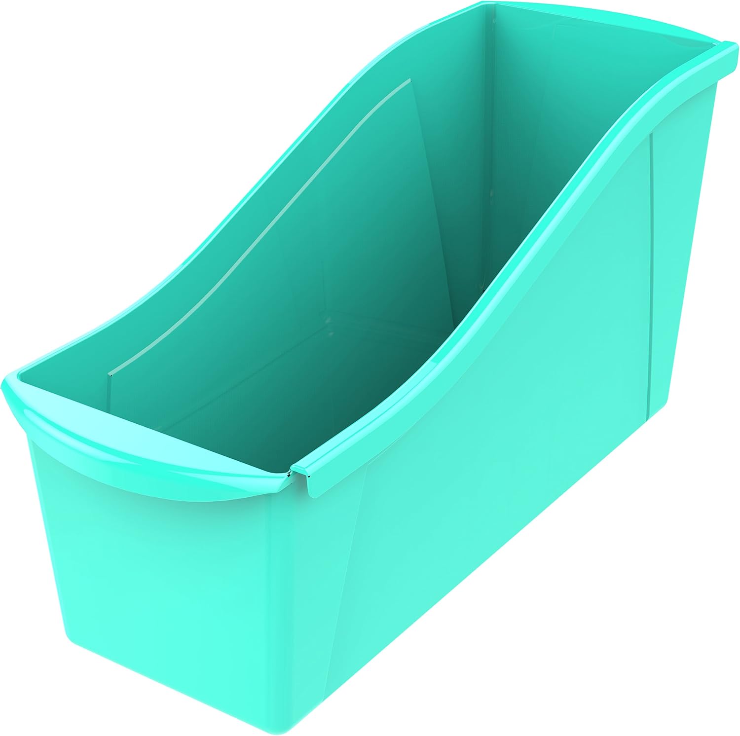 storex large book bin, interlocking plastic organizer for home, office and classroom, teal, 6-pack (71120u06c) teal 6-pack