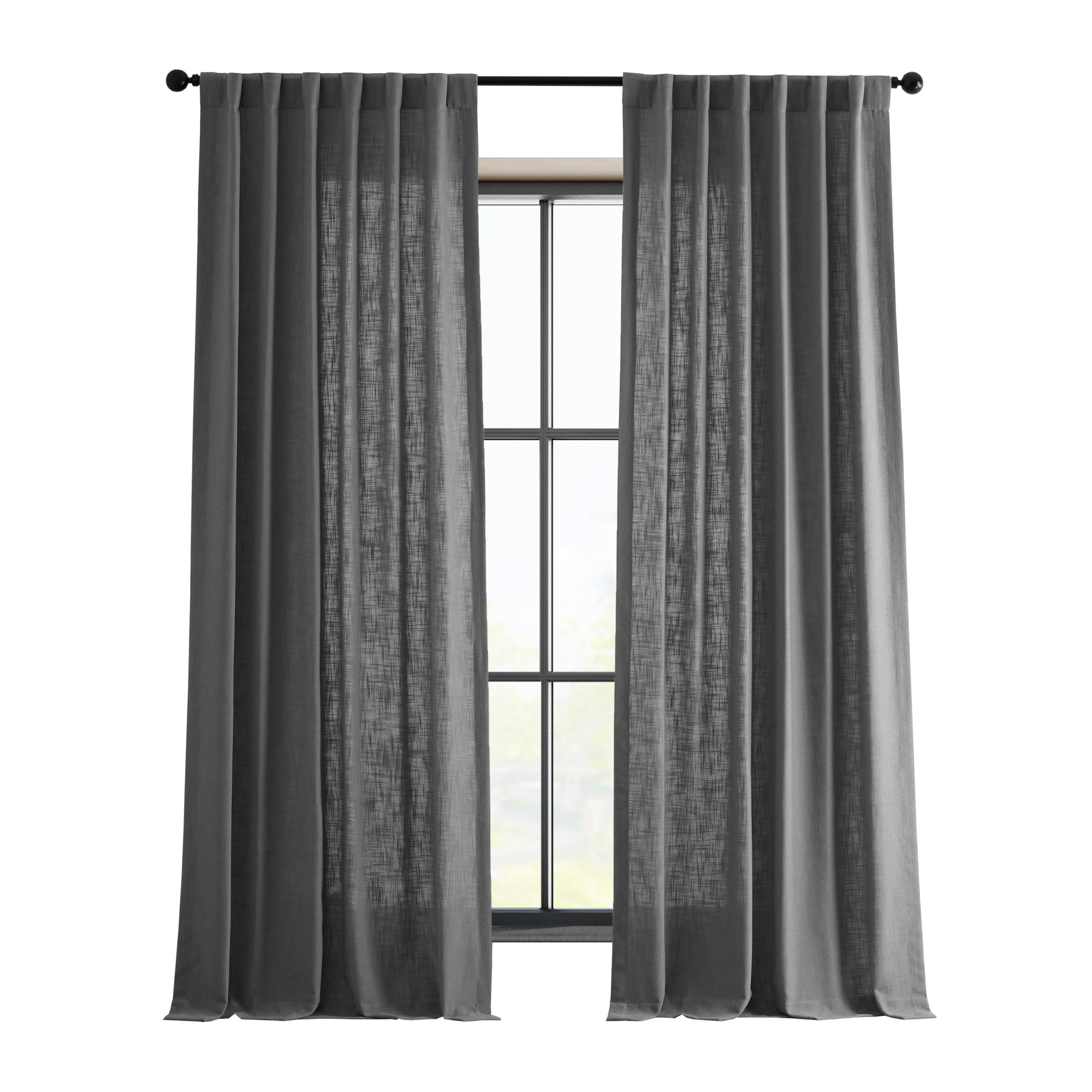 HPD Half Price Drapes Premium Heavy Faux Linen Curtains for Living Room (1 Panel), 50W x 120L Light Filtering Curtains 120 Inches Long Window Curtains for Bedroom, Pewter Grey