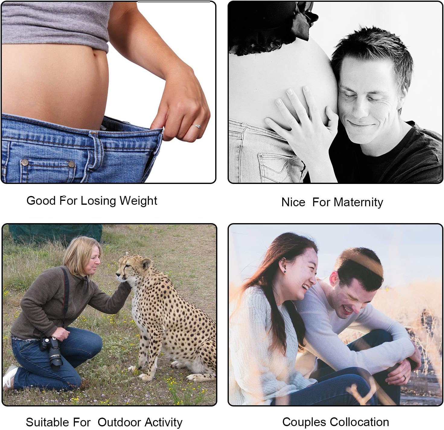 Syhood 4 Pack No Buckle Belt for Men and Women, Invisible Adjustable Stretch Belt for Jeans, Pants and Dresses, Comfortable Stretch Waist Belts with 4 Interchangeable Buckles, Brown & Black