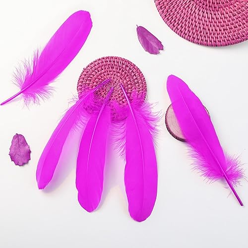 Miniatura 4 de Ballinger Plumas de ganso fucsia para manualidades, 120 plumas grandes de 6 a 8 pulgadas para manualidades, alas de ángel, atrapasueños y decoración
