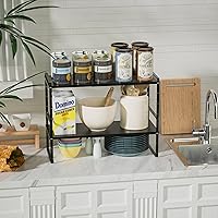 Vista 2 de Estante organizador de gabinete expandible, organizador de despensa, estantes apilables, encimera de cocina debajo del fregadero, estante