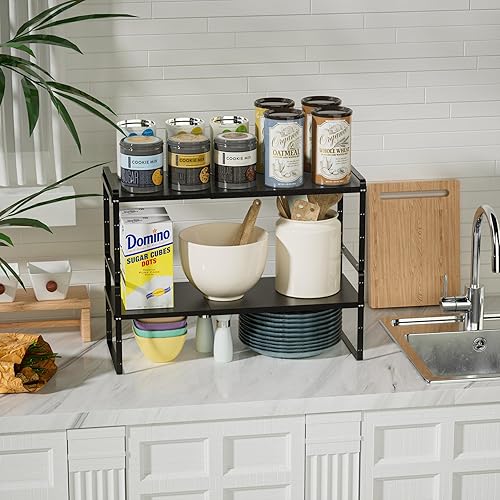 Miniatura 2 de Estante organizador de gabinete expandible, organizador de despensa, estantes apilables, encimera de cocina debajo del fregadero, estante