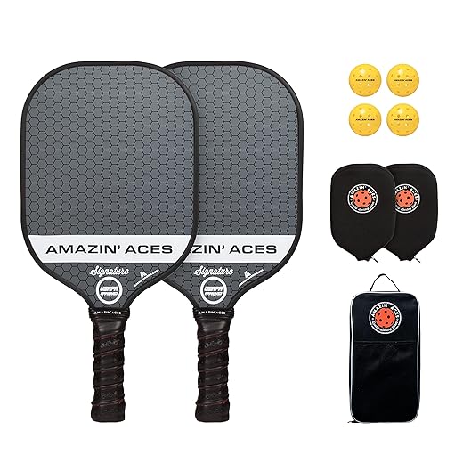 Amazin' Aces Signature Pickleball Paddles Set of 2 or 4, Pickleball Rackets w/ 4 Pickleball Outdoor Balls, 4 Pickleball Paddle Covers & 1 Pickleball Bag, for Sports & Outdoors Fun, USAPA Approved