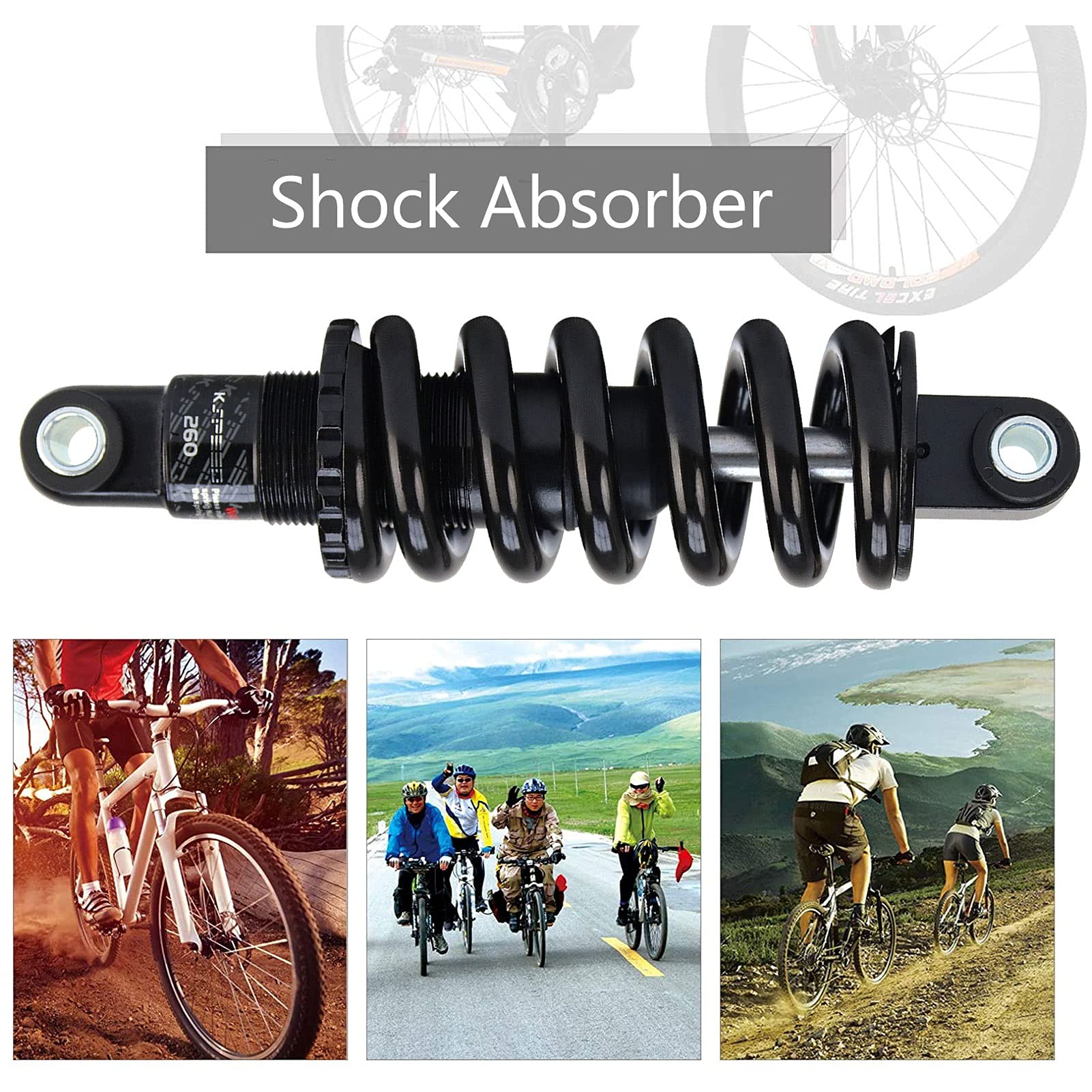 Amortisseur Arrière VTT Réglable 125-190mm Ressort Hélicoïdal 150-2000 LB - Suspension Vélo Électrique XC