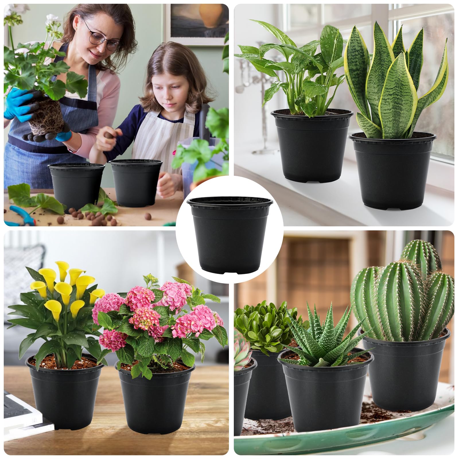 Vasi per piante da vivaio in plastica, 25 cm, colore nero, per verdure, fiori, erbe, talee e piante grasse, XWE2Z61606NC2TX3SYPNYA8S