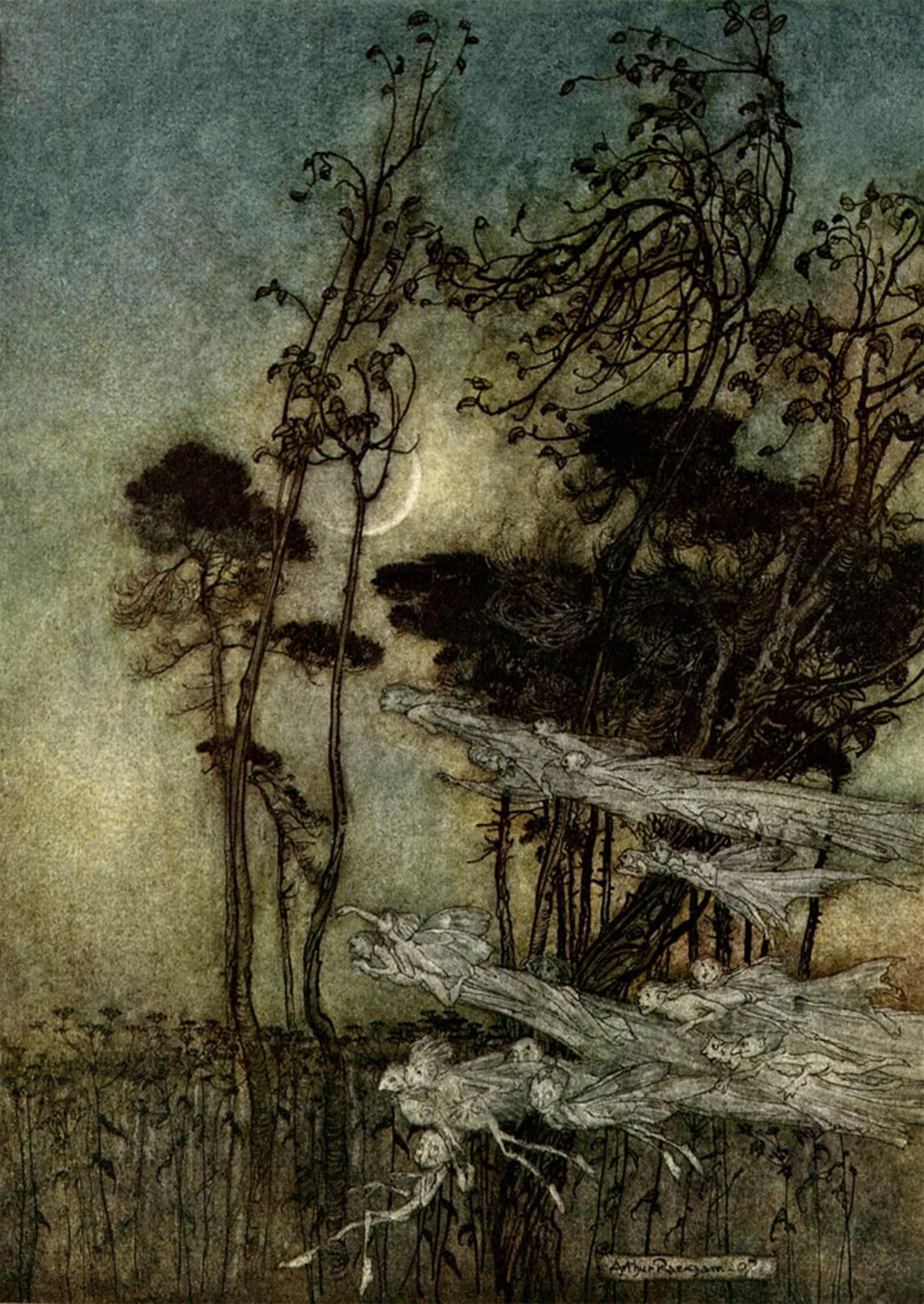 ARTXLXXBN Famous Print Painting Colorful Art Print a Midsummer Nights Dream by Arthur Rackham Canvas Art Decorations for Home Decor 60x90cm