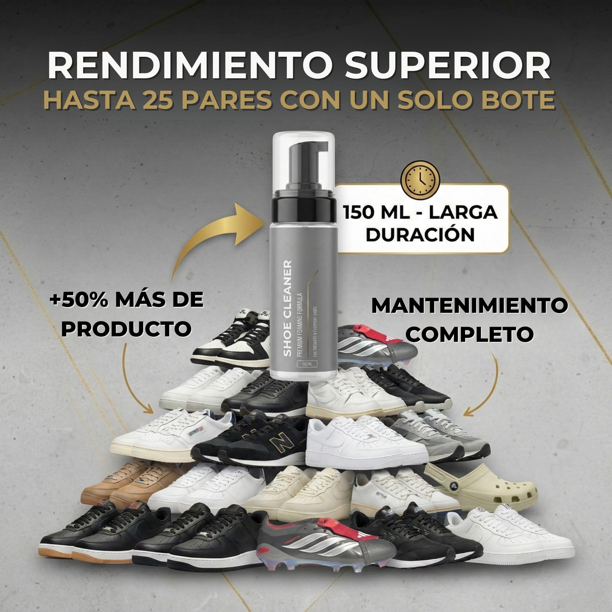 Footarchy Limpiador de Zapatillas en Espuma 150ml - Jabón para Limpiar Zapatos sin Agua - Secado Rápido para Cuero, Tela, Goma y Plásticos — view 6
