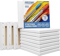 Vista 24 de FIXSMITH Lienzo blanco estirado de 12 x 16 pulgadas, paquete a granel de 8, imprimado, 100 % algodón, perfil de 5/8 pulgadas, paquete de gran valor